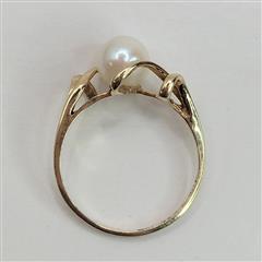 14K YELLOW GOLD SYNTHETIC PEARL RING S1.8G SIZE 7